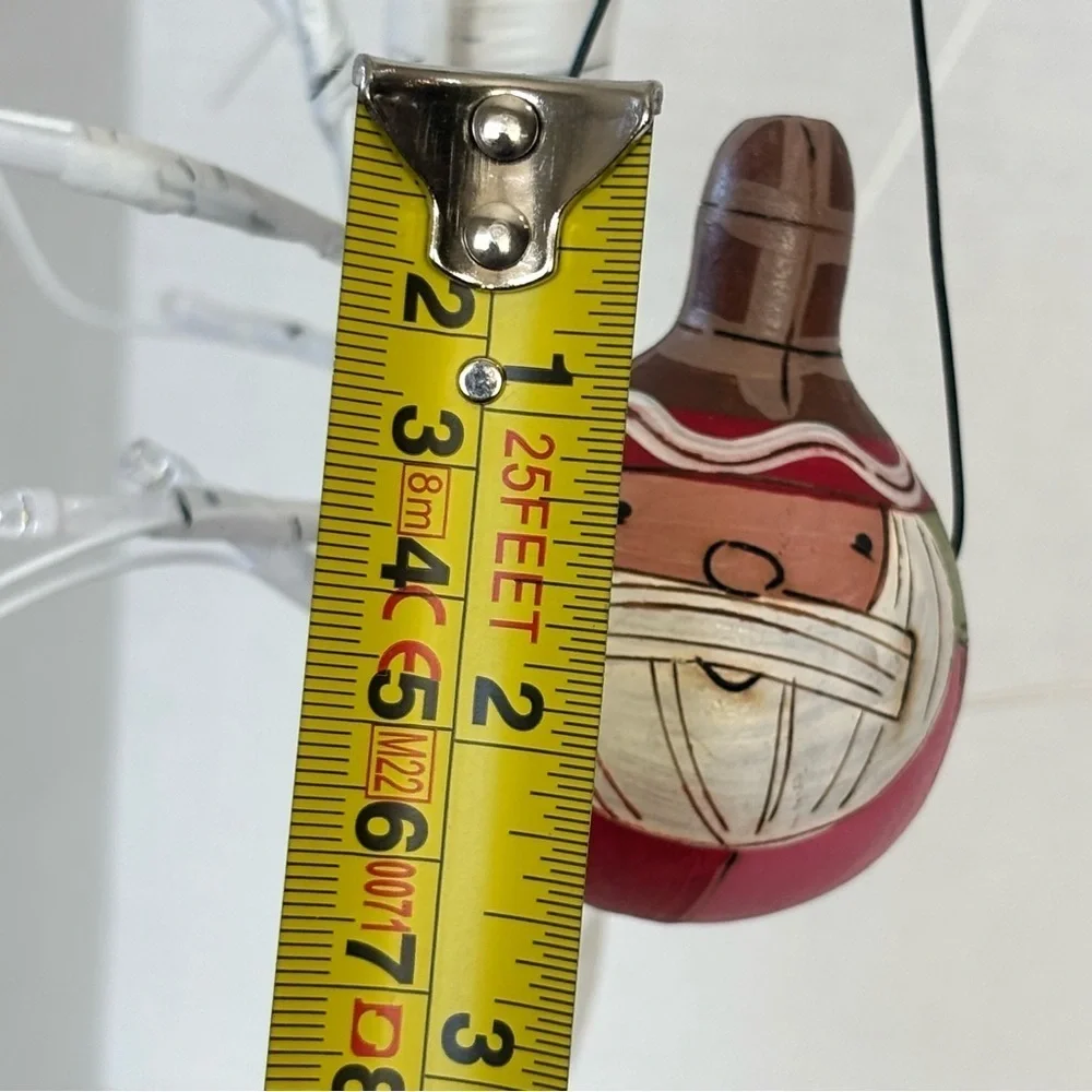 Unique Gourd Etched Santa Claus Christmas Ornament Rattle Hand Carved